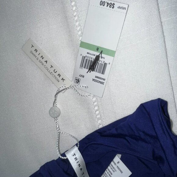 NWT Trina Turk Swim Tab Side Hipster Swim Bottom in Navy Blue Size 8 - Picture 3 of 4